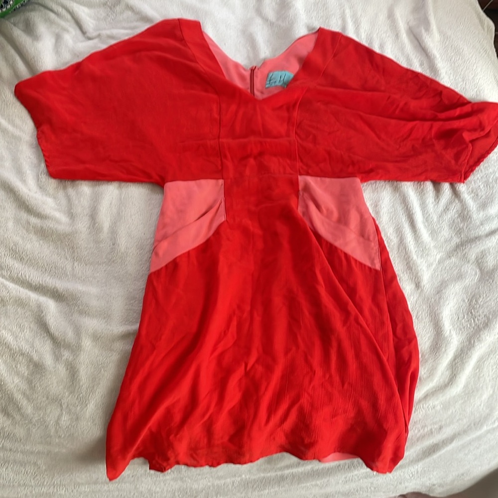 Heidi Merrick Silk Red & Pink Kimono Style Dress